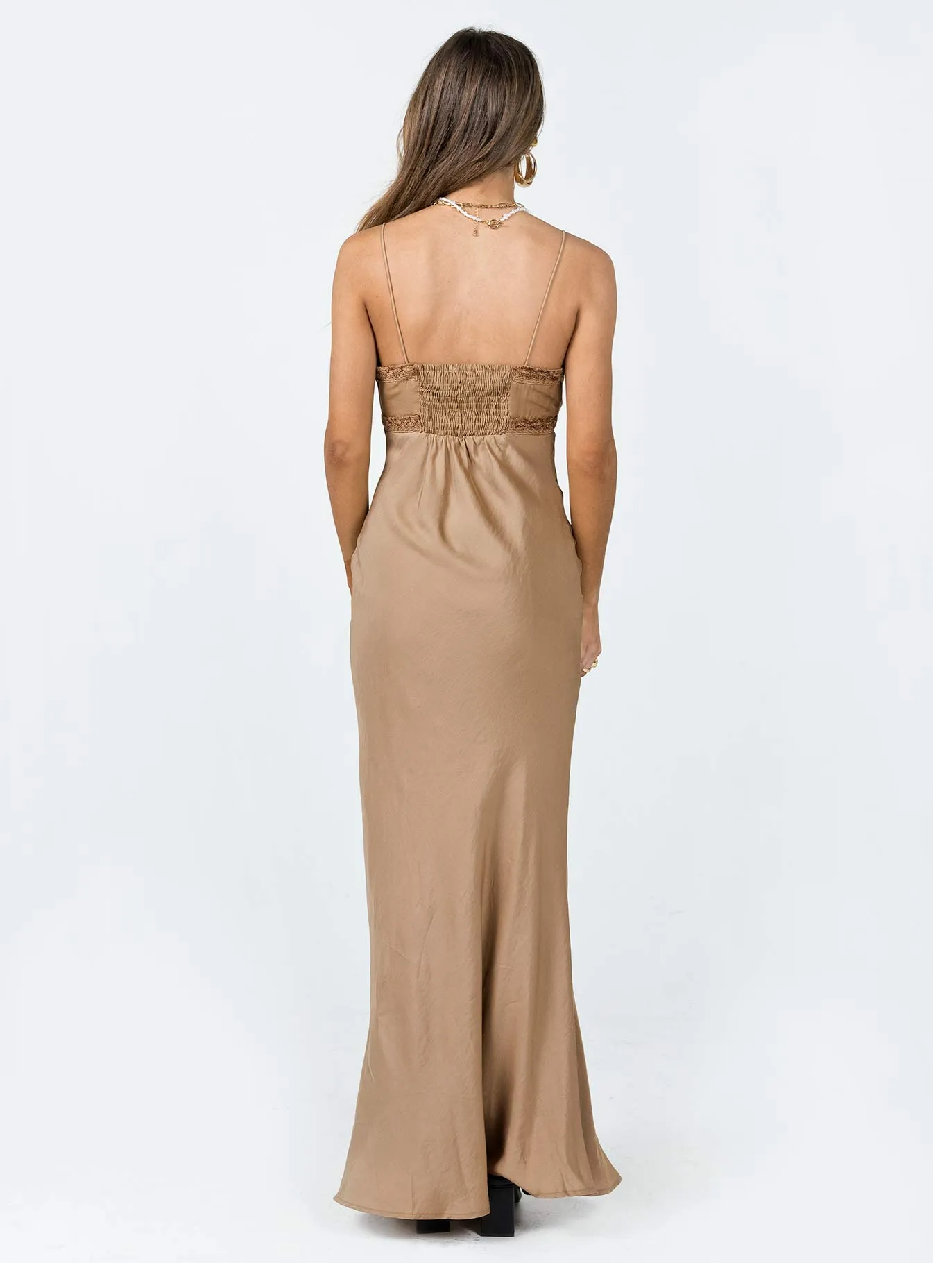 Emily Maxi Dress Brown Flattering Waist Fit