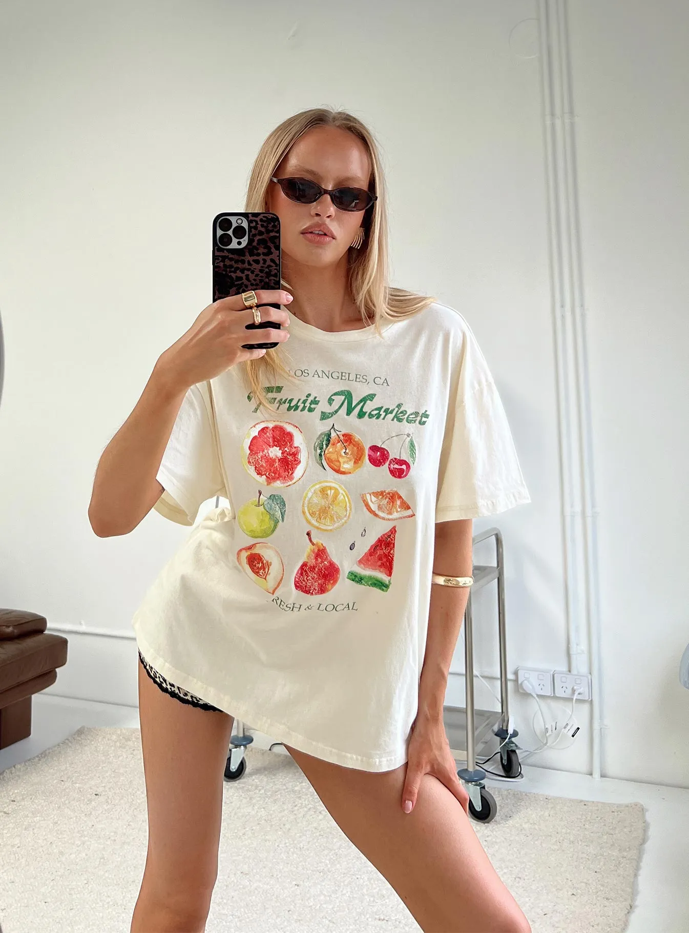 Fruit Market Oversized Tee White FadeResistantPrint