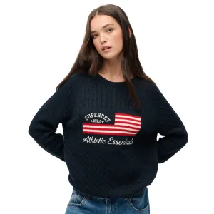 Superdry Womens Slouchy Cable Flag Knitwear Jumper product business casual sophistication young people