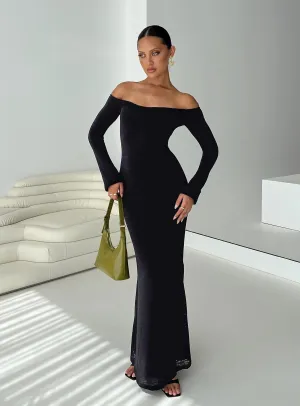 Korey Off The Shoulder Maxi Dress Black Casual Silhouette