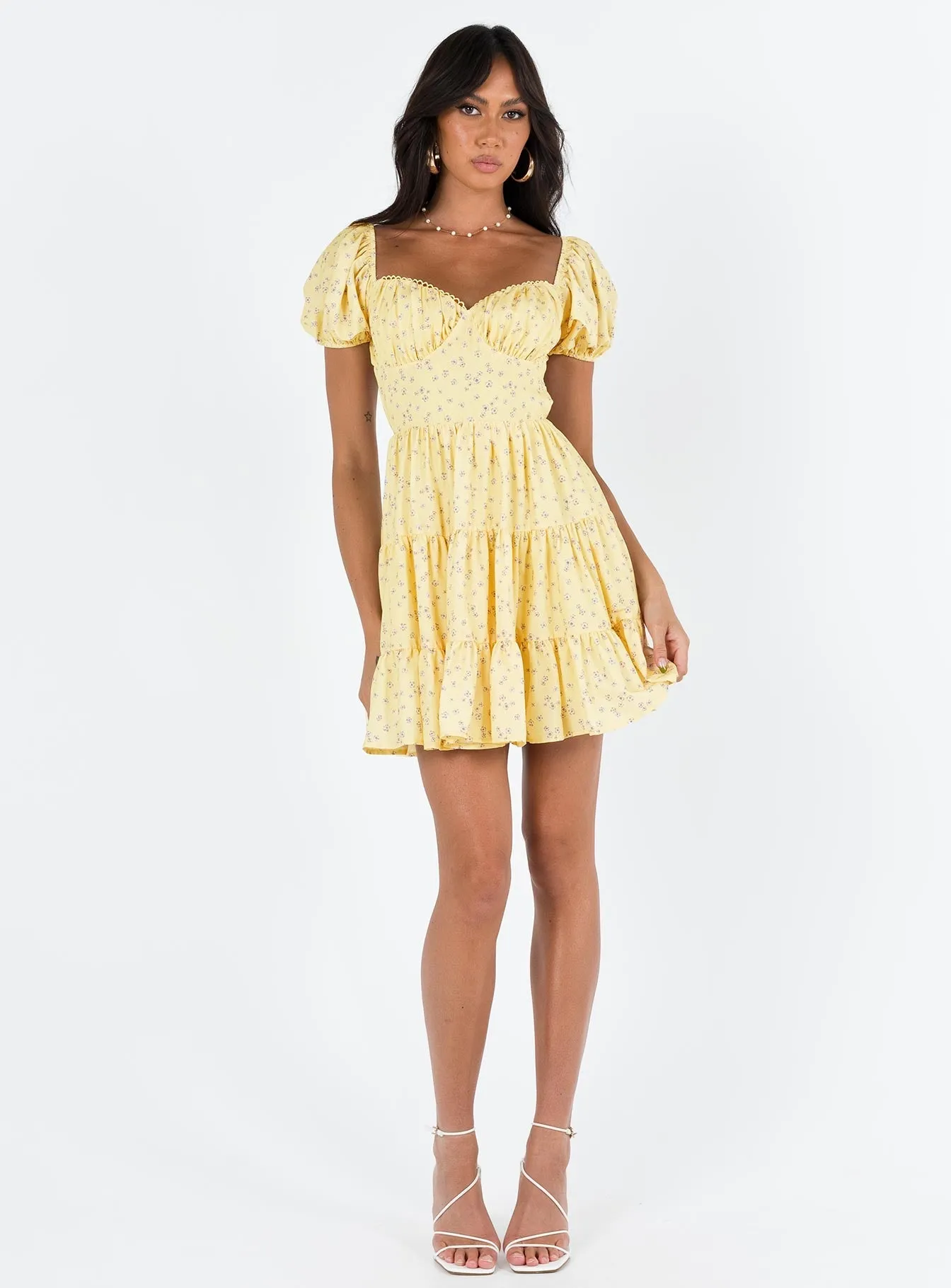 Bare Glow Danny Mini Dress Yellow Floral