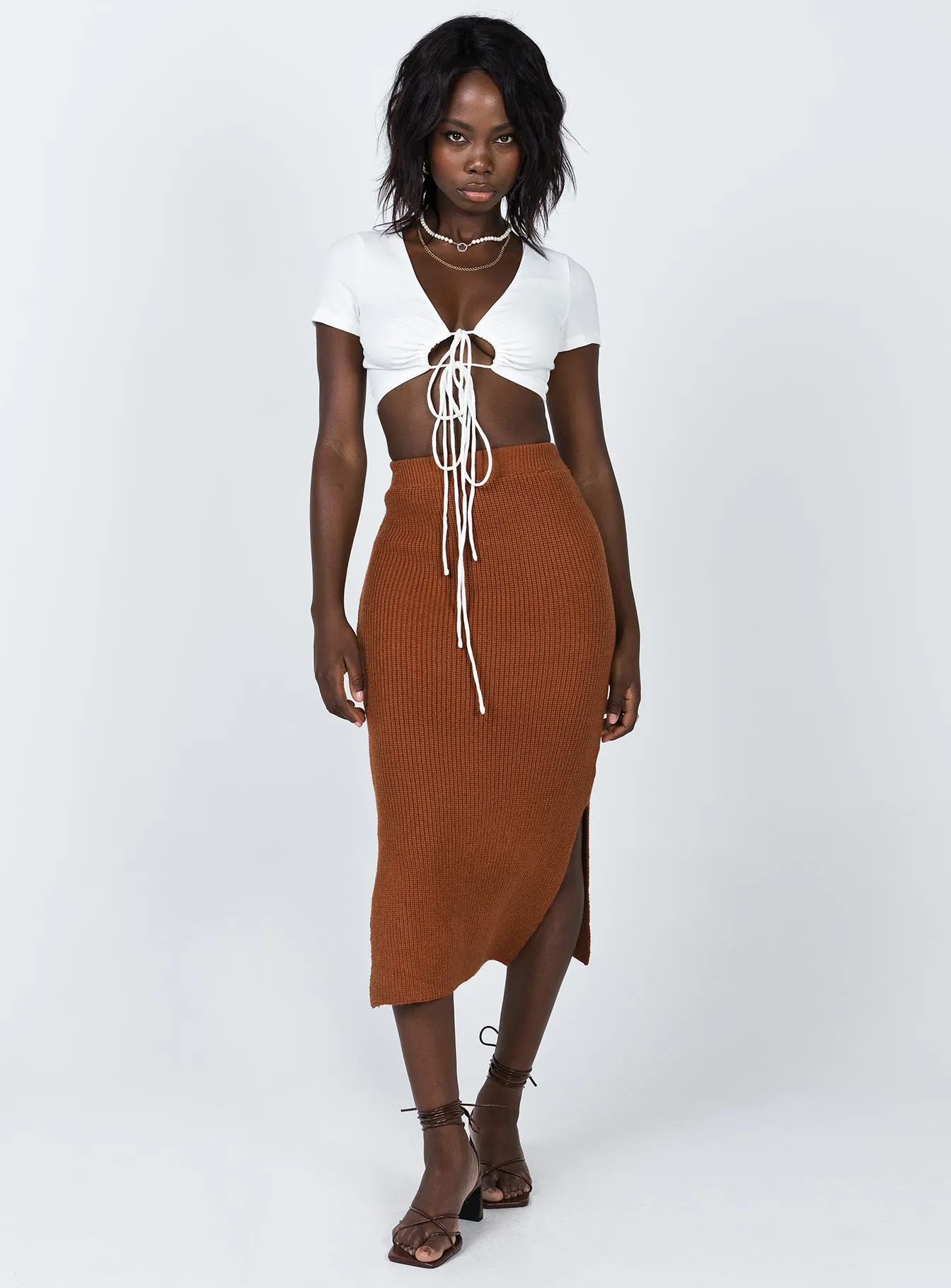 Zanna Midi Skirt Brown Pleated design Soft Tones