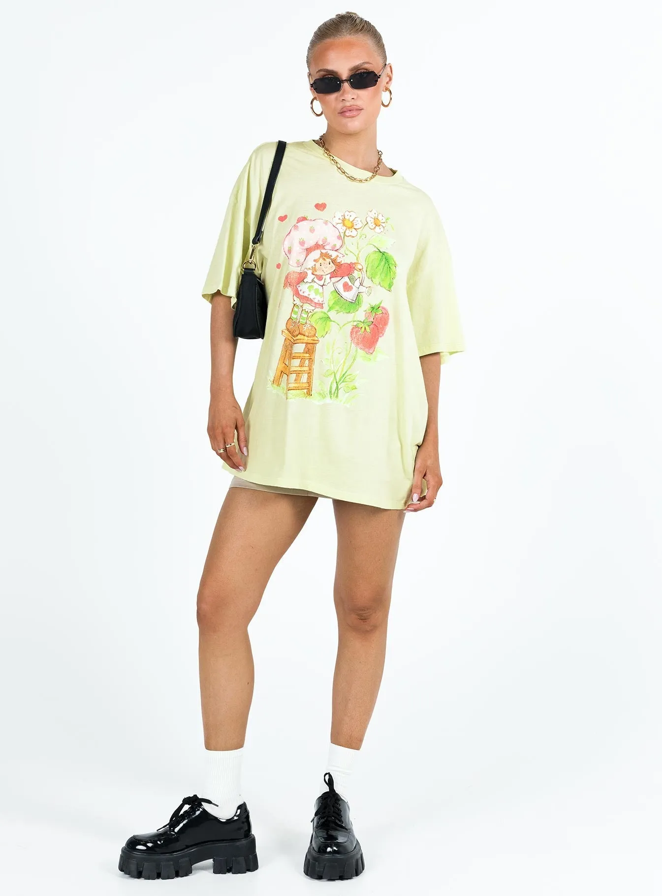 Strawberry Girl Oversized Tee Green All-Weather Wear