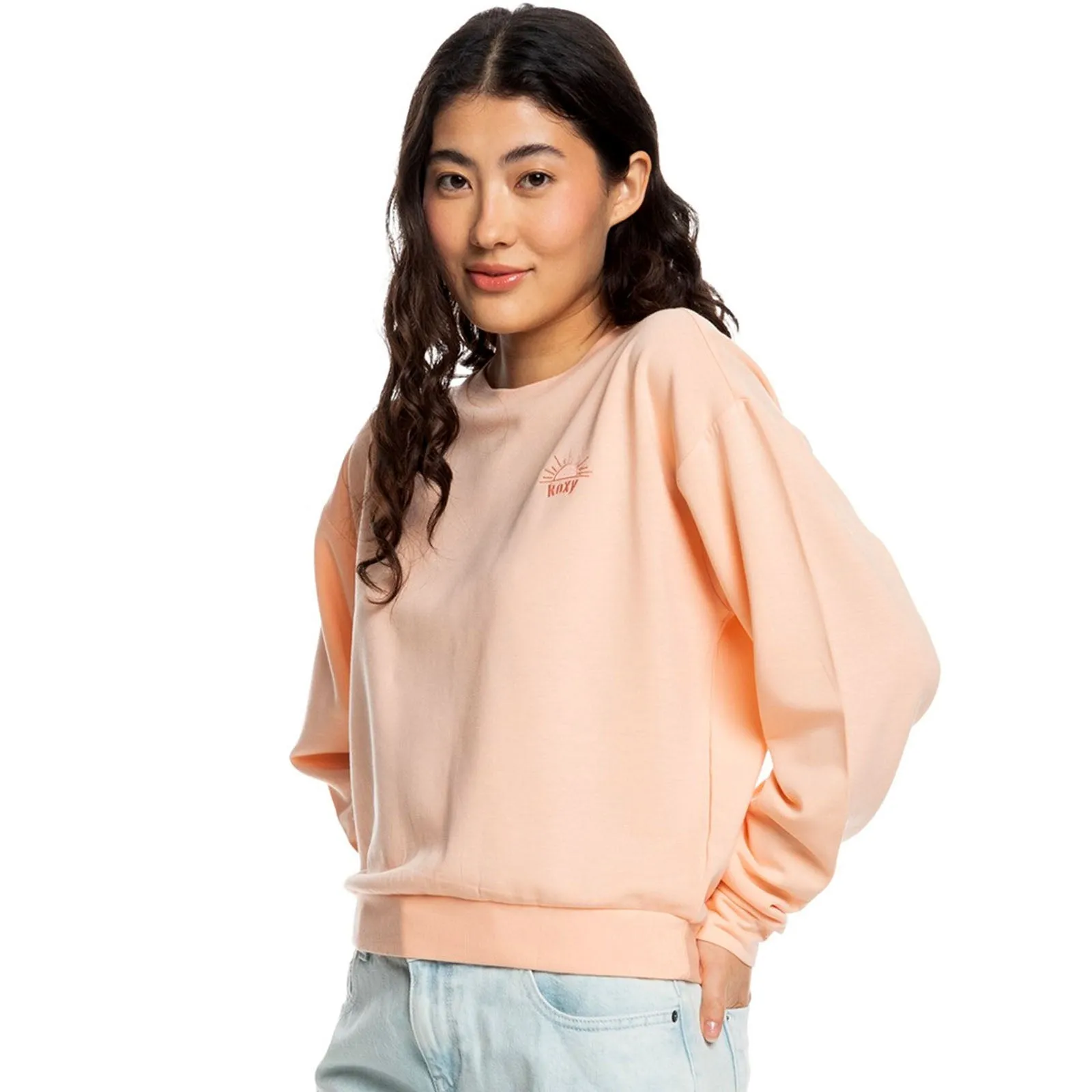 Easy Wear Plus Size Roxy Womens Surfing By Moonlight Pullover Sweatshirt