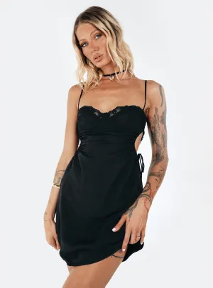 Jewel Accent Hazel Cut Out Mini Dress Black Tall