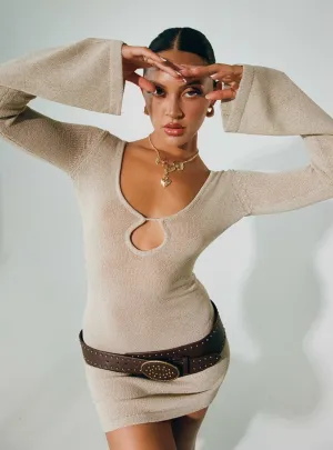 Tailored-fit Smart Glide Balart Long Sleeve Mini Dress Beige