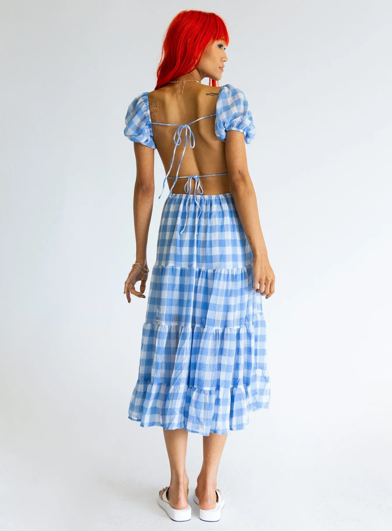 Danny Midi Dress Blue Comfortable fit dress for all body types