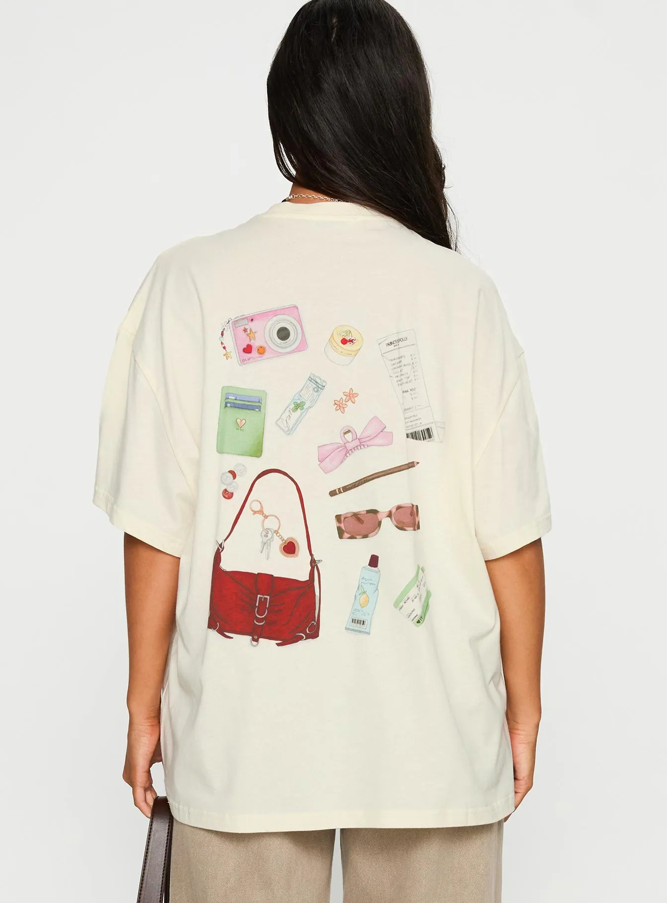Chilly Day Comfort What's In My Bag Graphic Tee Cream / Multi