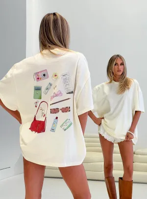 What's In My Bag Graphic Tee Cream / Multi Chilly Style sports performance