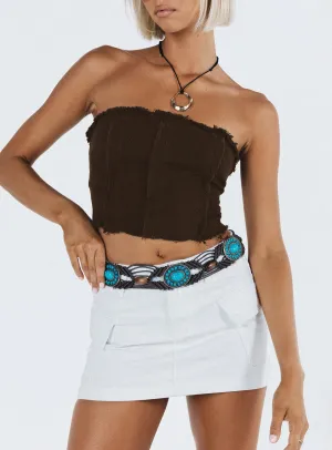 Key Feature Budget Friendly Zakai Cargo Denim Mini Skirt White