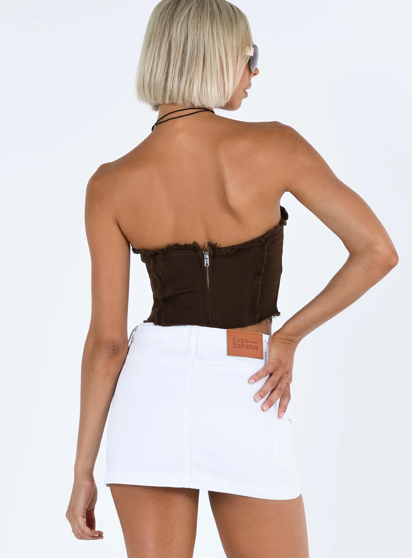 Zakai Cargo Denim Mini Skirt White Artistic Influence Light Mood