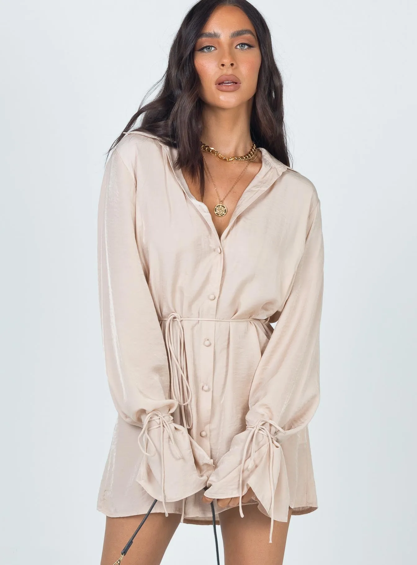 Forbidden Mini Dress Beige spring fresh