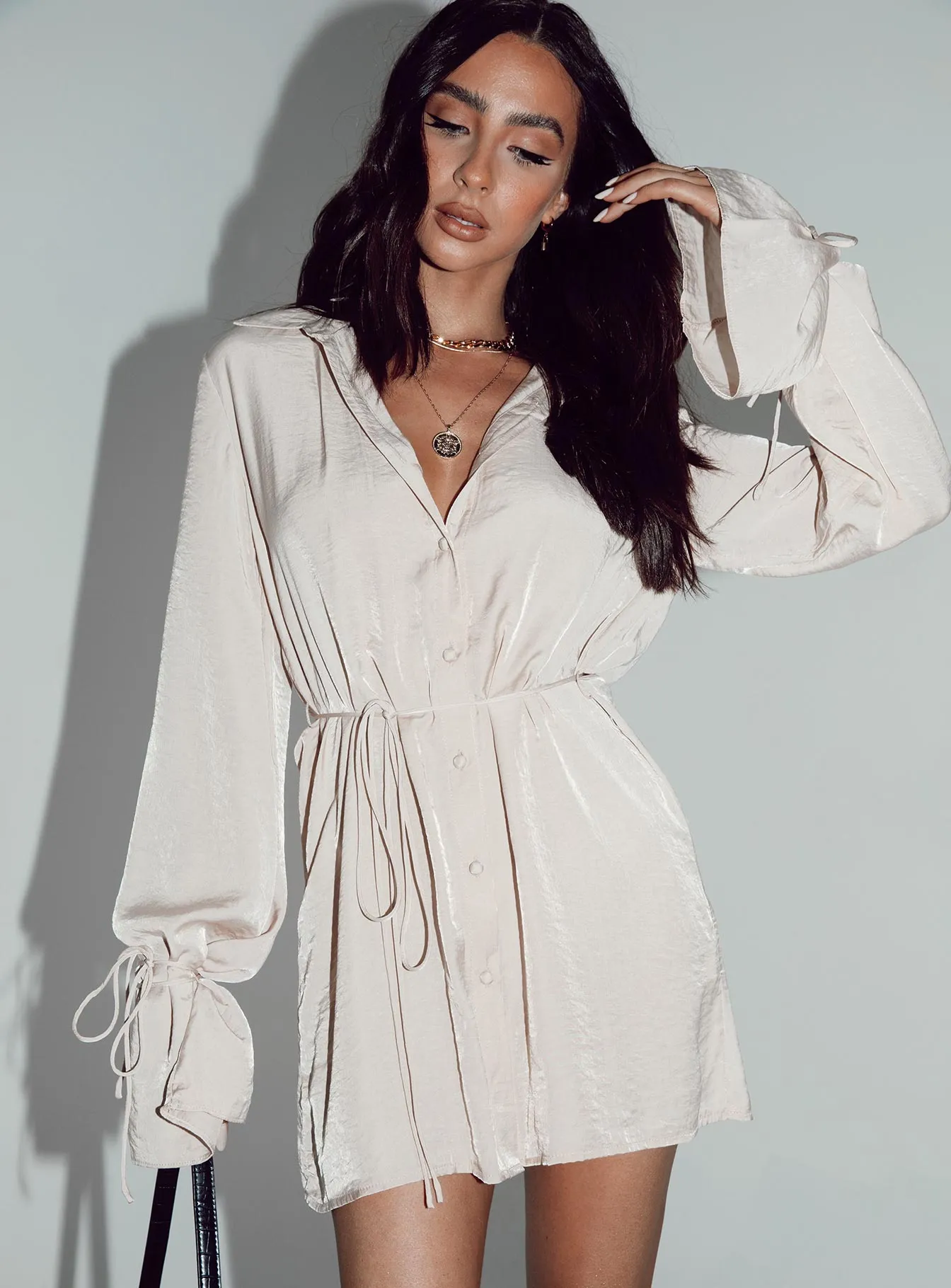 Forbidden Mini Dress Beige Cool Comfort Luxury-Fabric