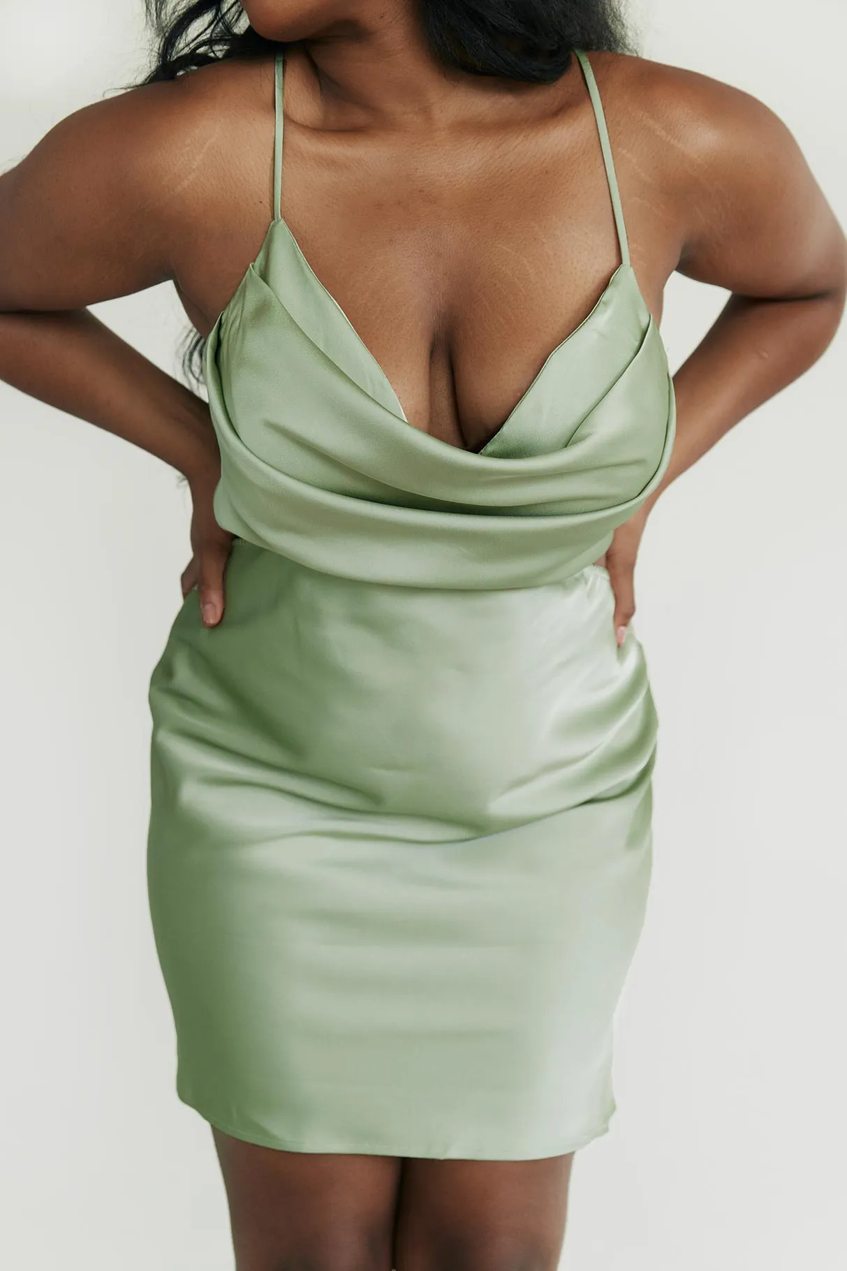 Jemma Mini Dress Sage Curve Grace Vibe