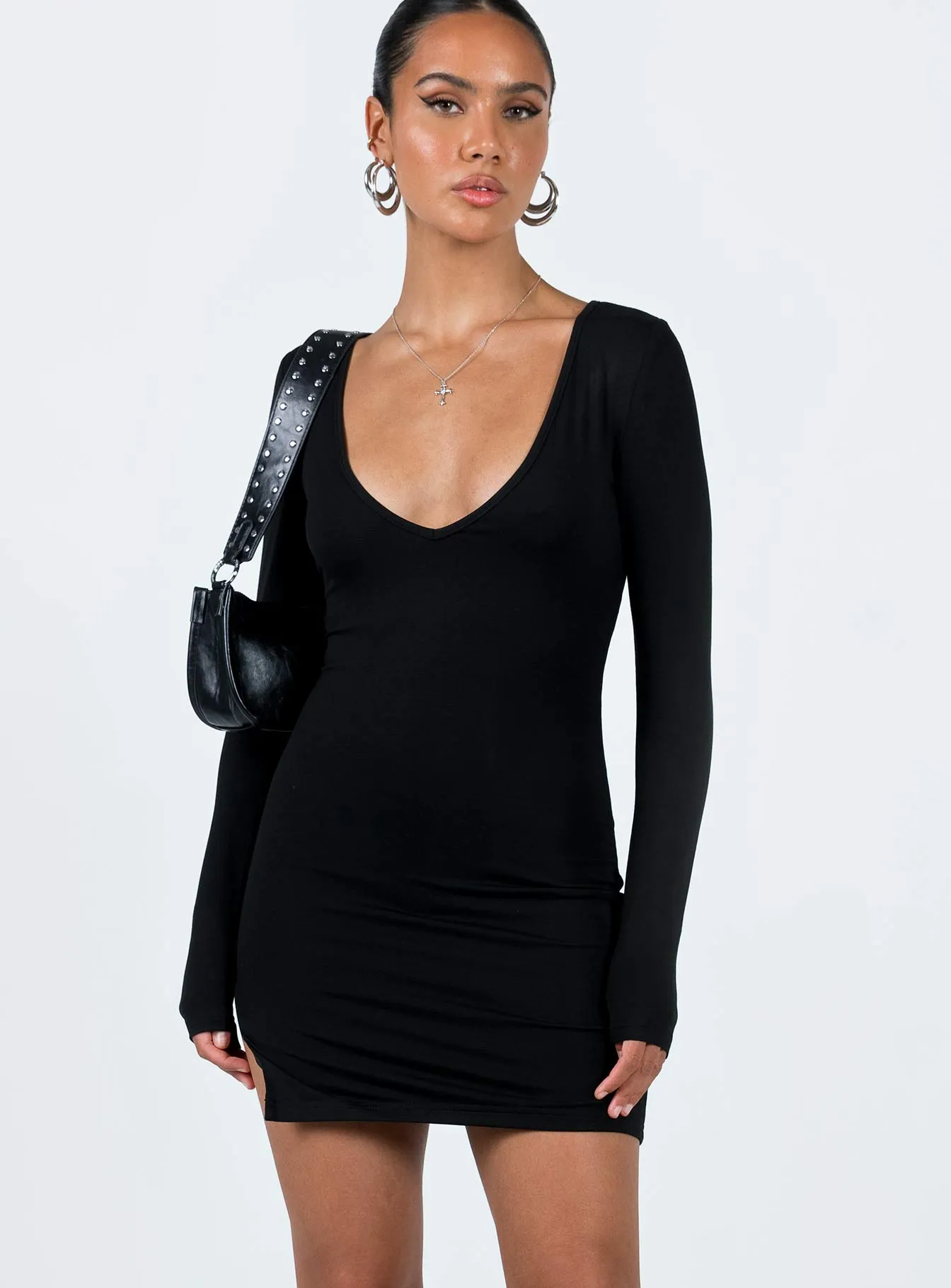 Balanced Texture single wear Kingsland Long Sleeve Mini Dress Black