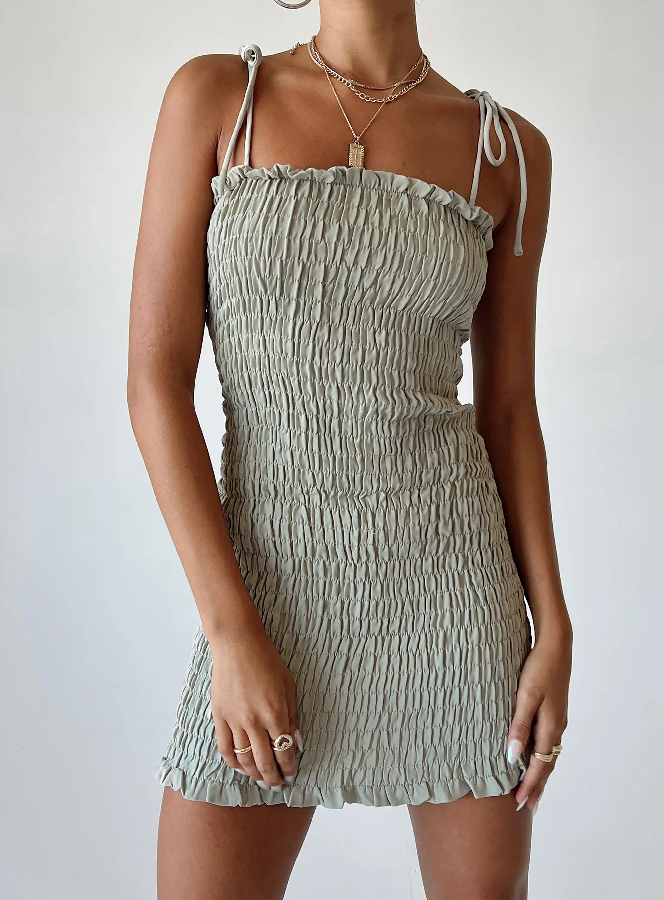 Versatile Wearable Sherry Mini Dress Sage