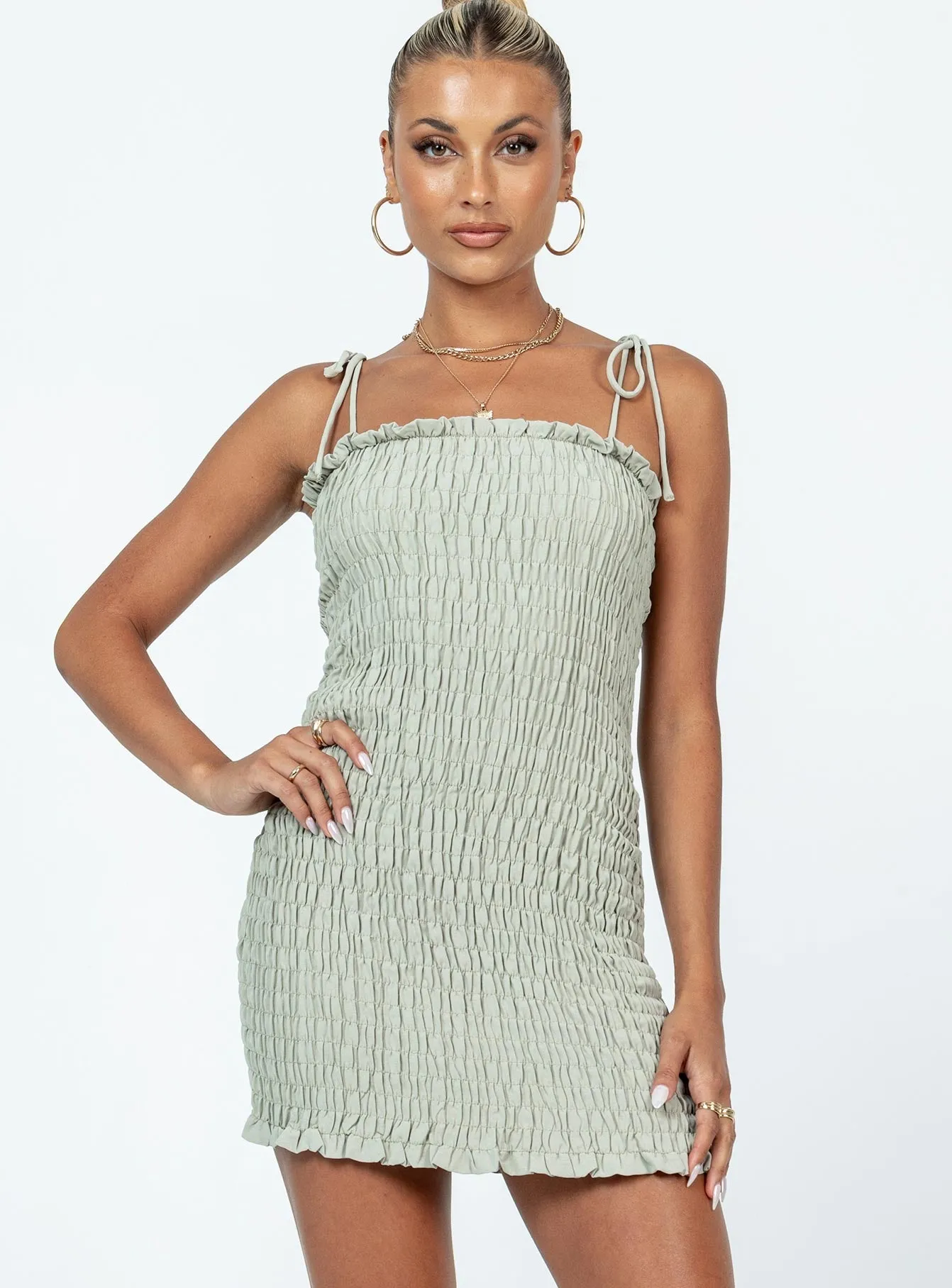 Cozy Silhouette Sherry Mini Dress Sage