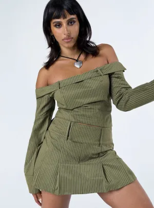 Valentina Cargo Mini Skirt Green Pinstripe Crisp Look investment piece