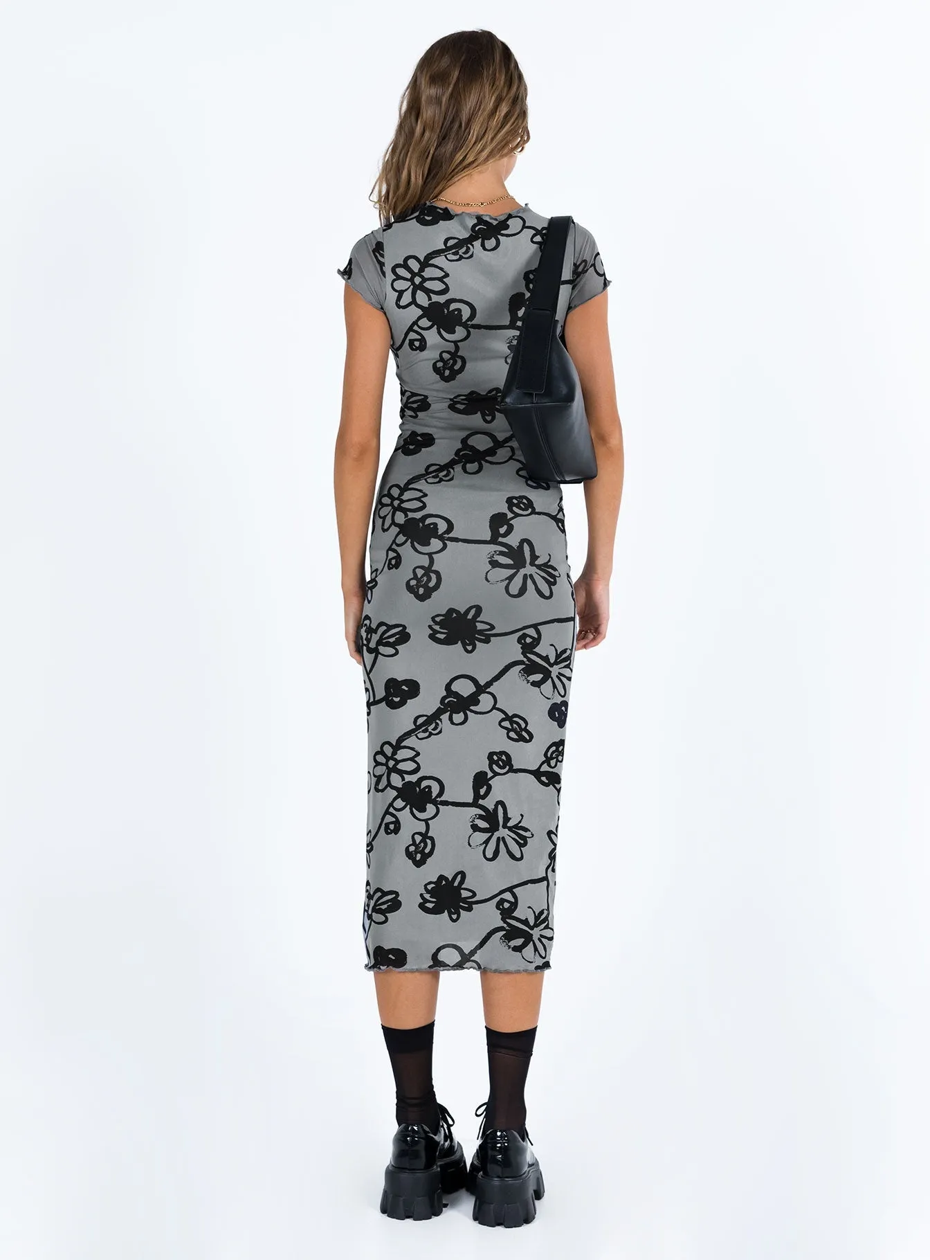 French Vibe Maruza Midi Dress Grey Floral