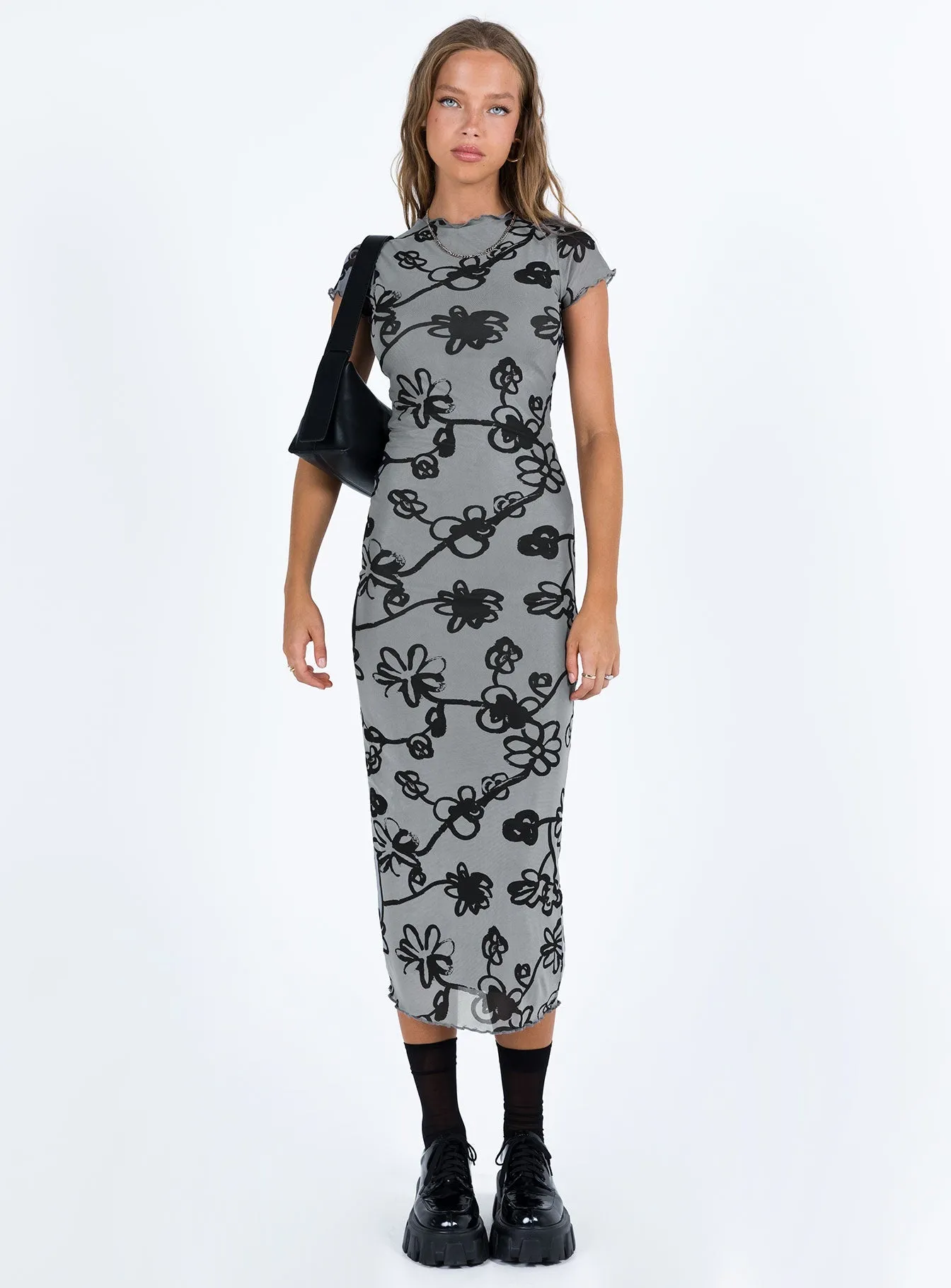 Trendy Appeal Smart Look Maruza Midi Dress Grey Floral