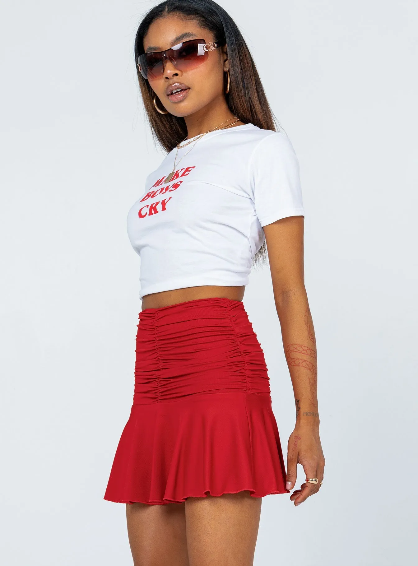 Wilcox Mini Skirt Red Maxi length