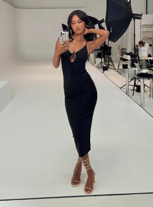 Darbee Midi Dress Black Evening Motion Transitional-Wear