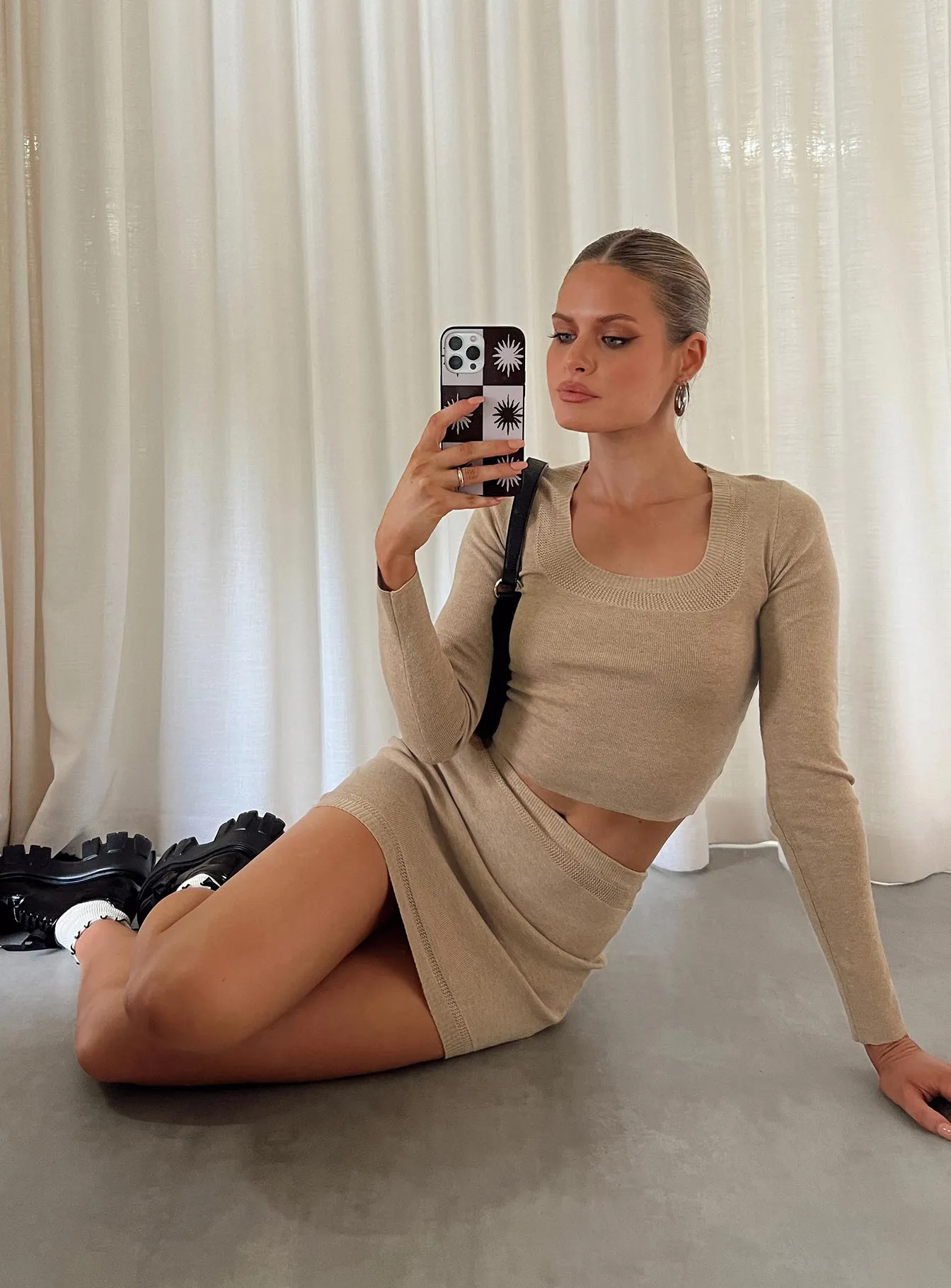 Ena Knit Set Brown Breezy Fit Outfit Mix