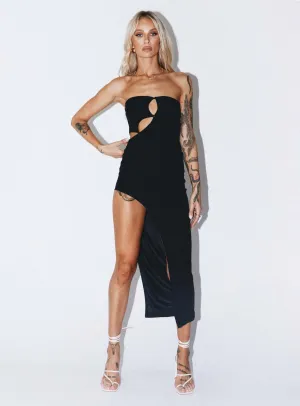 Jaxon Midi Dress Black Satin-Finish