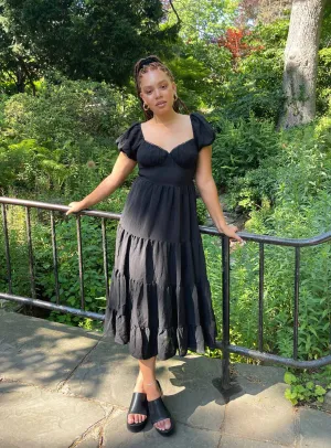 Danny Midi Dress Black Crisp Detail Comfortable and Chic