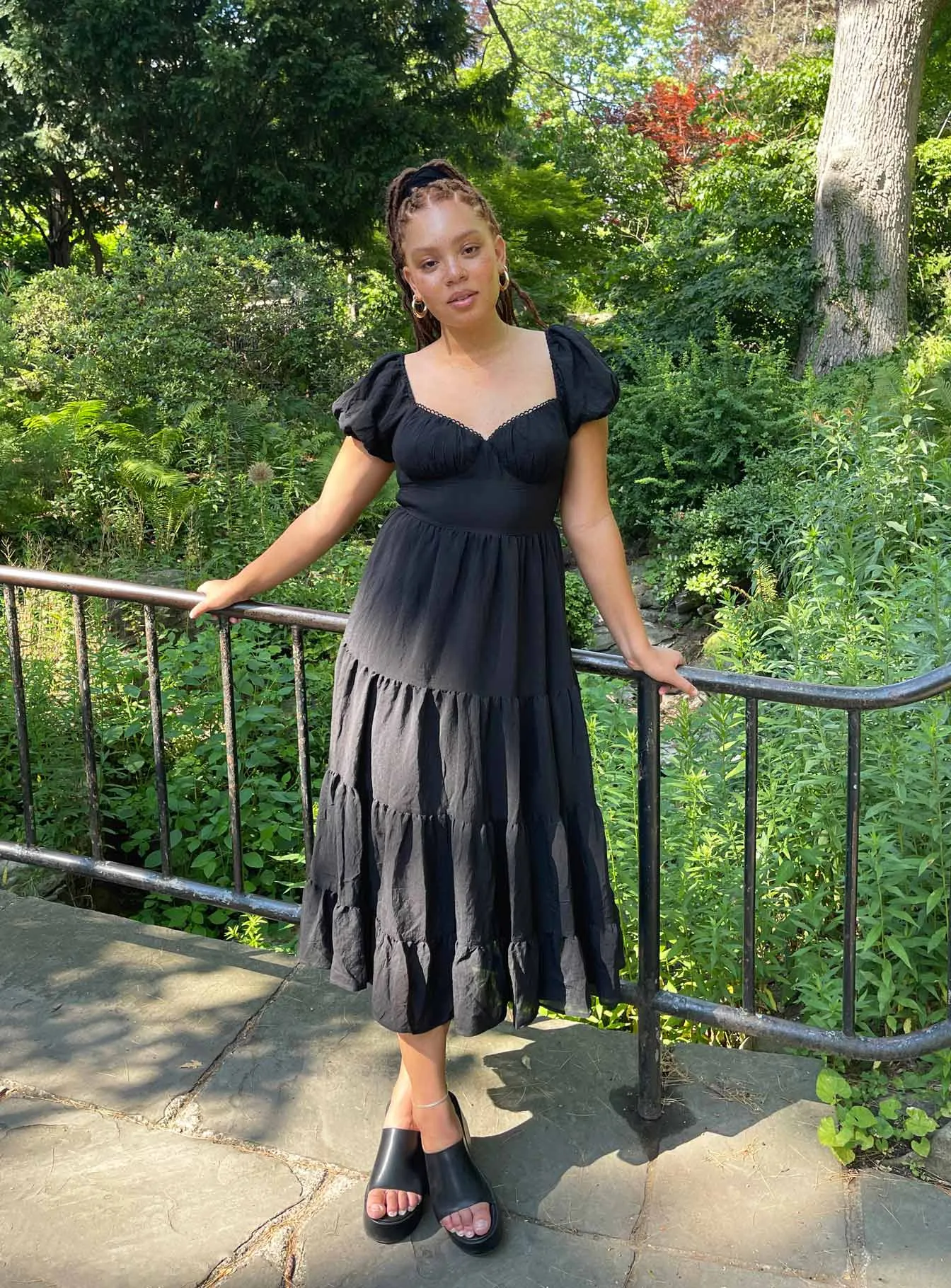 Danny Midi Dress Black Crisp Detail Comfortable and Chic