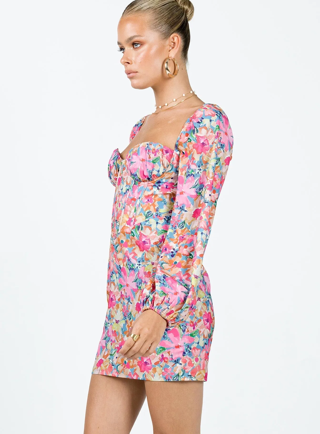 Printed-Fabric Cool Layers Laurie Corset Mini Dress Multi