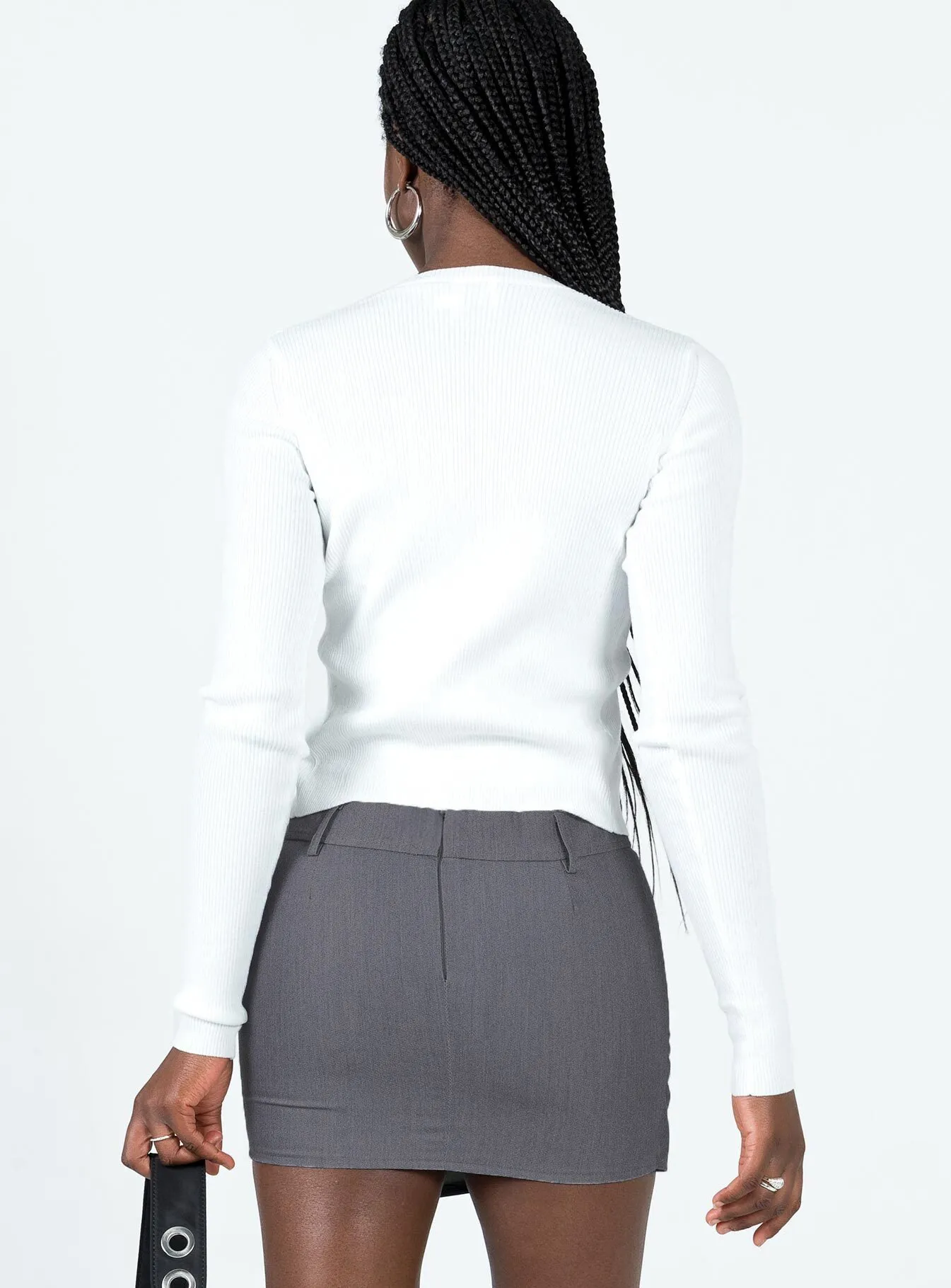 Motel Wahip Mini Skirt In Soft Tailoring Grey Linen Cotton Mix