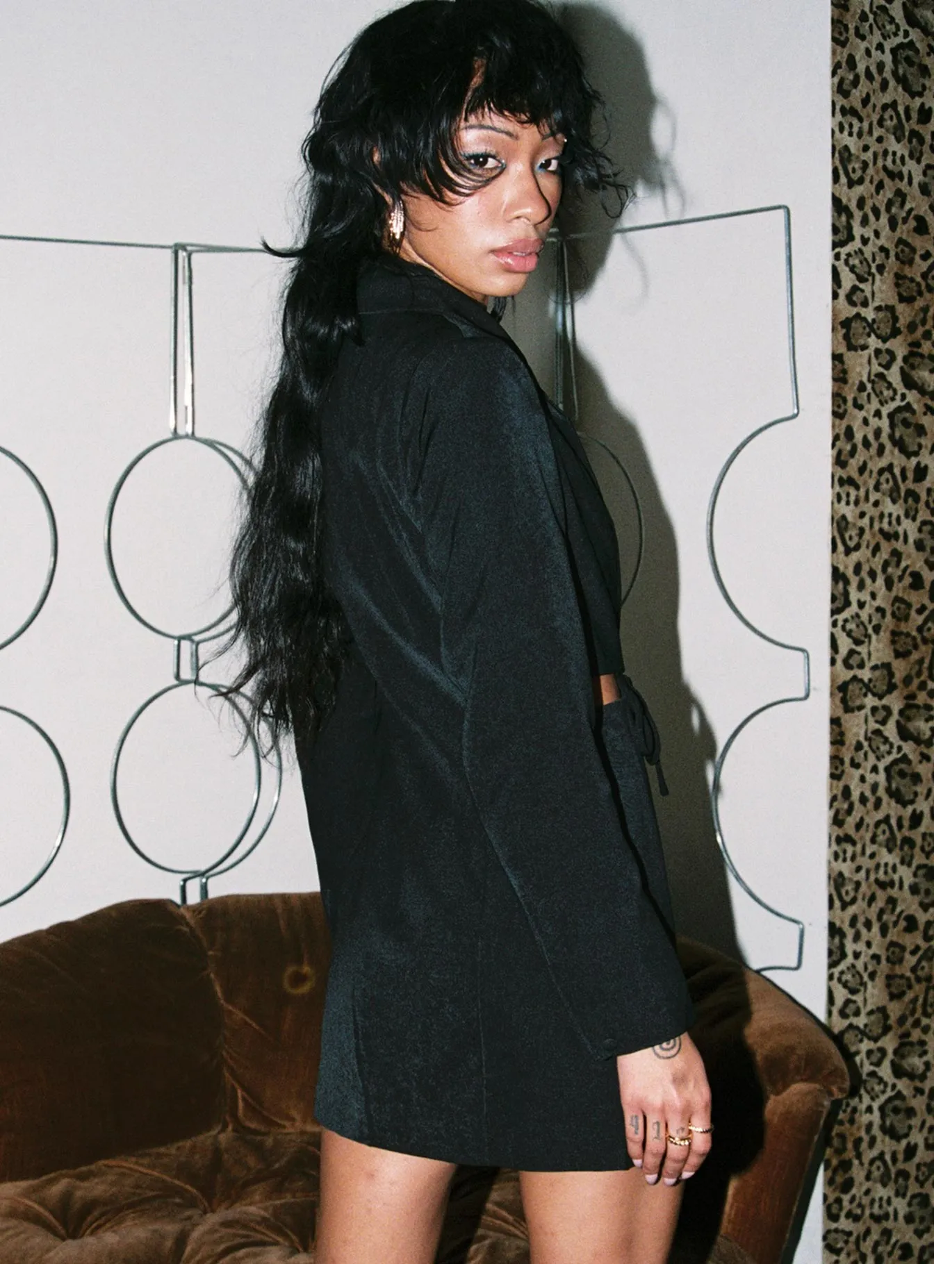 Korean Trend Social Ease Ponnette Blazer Dress Black