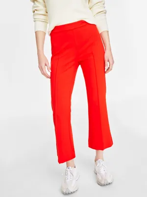 Chic Design Wear Women's Flare Ankle Pants,Red