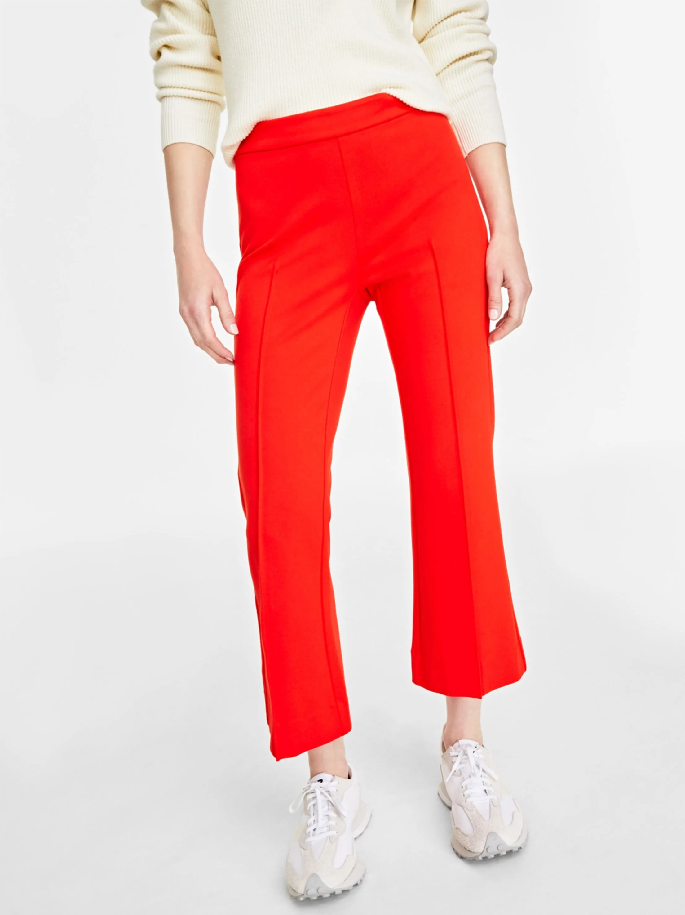 Chic Design Wear Women's Flare Ankle Pants,Red