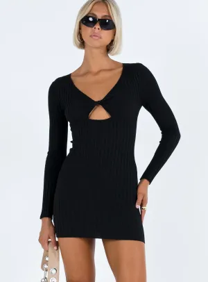 Dreama Long Sleeve Mini Dress Black Smooth-Finish