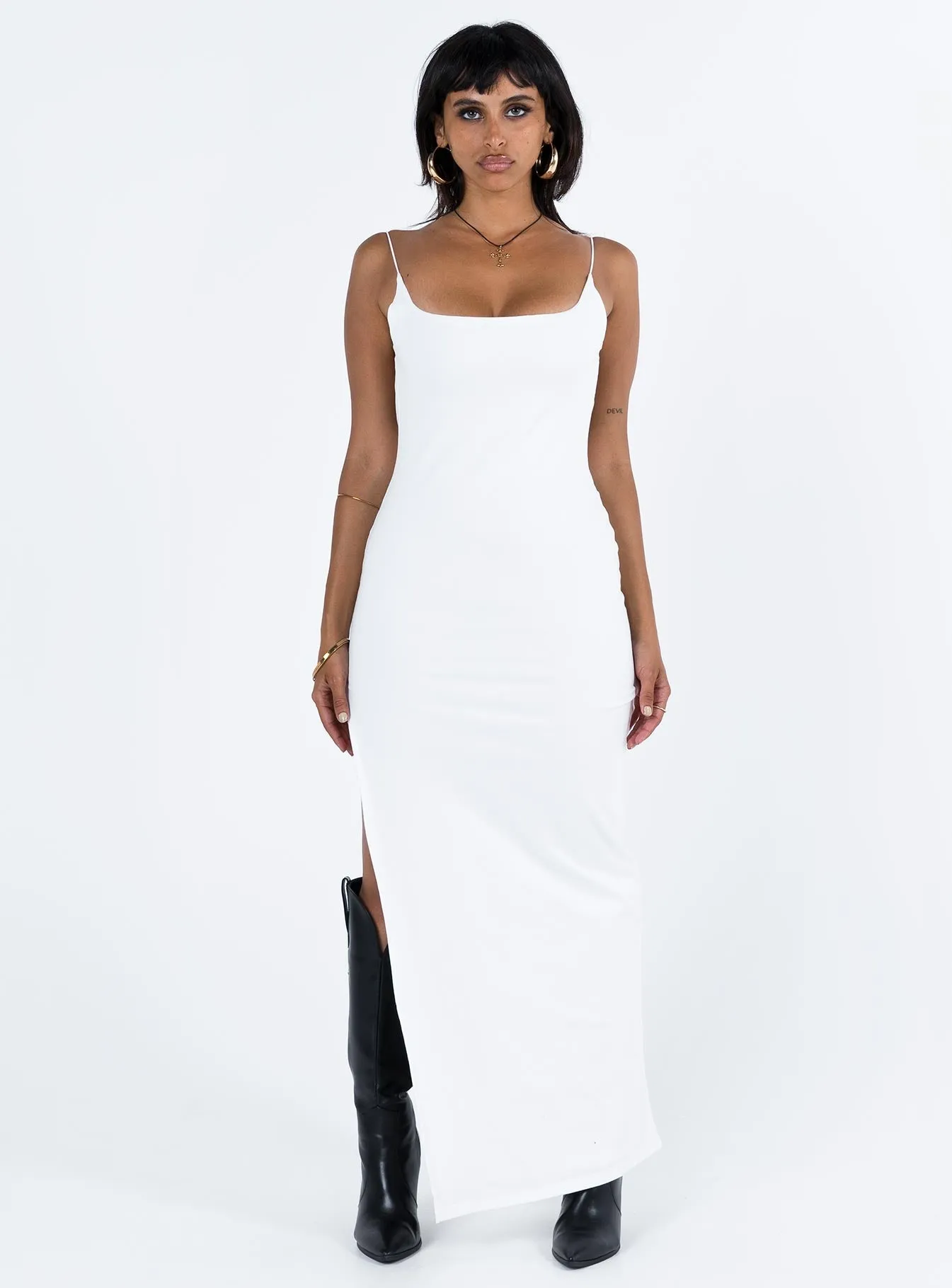 Suzette Maxi Dress White Easy-Storage Minimal Comfort