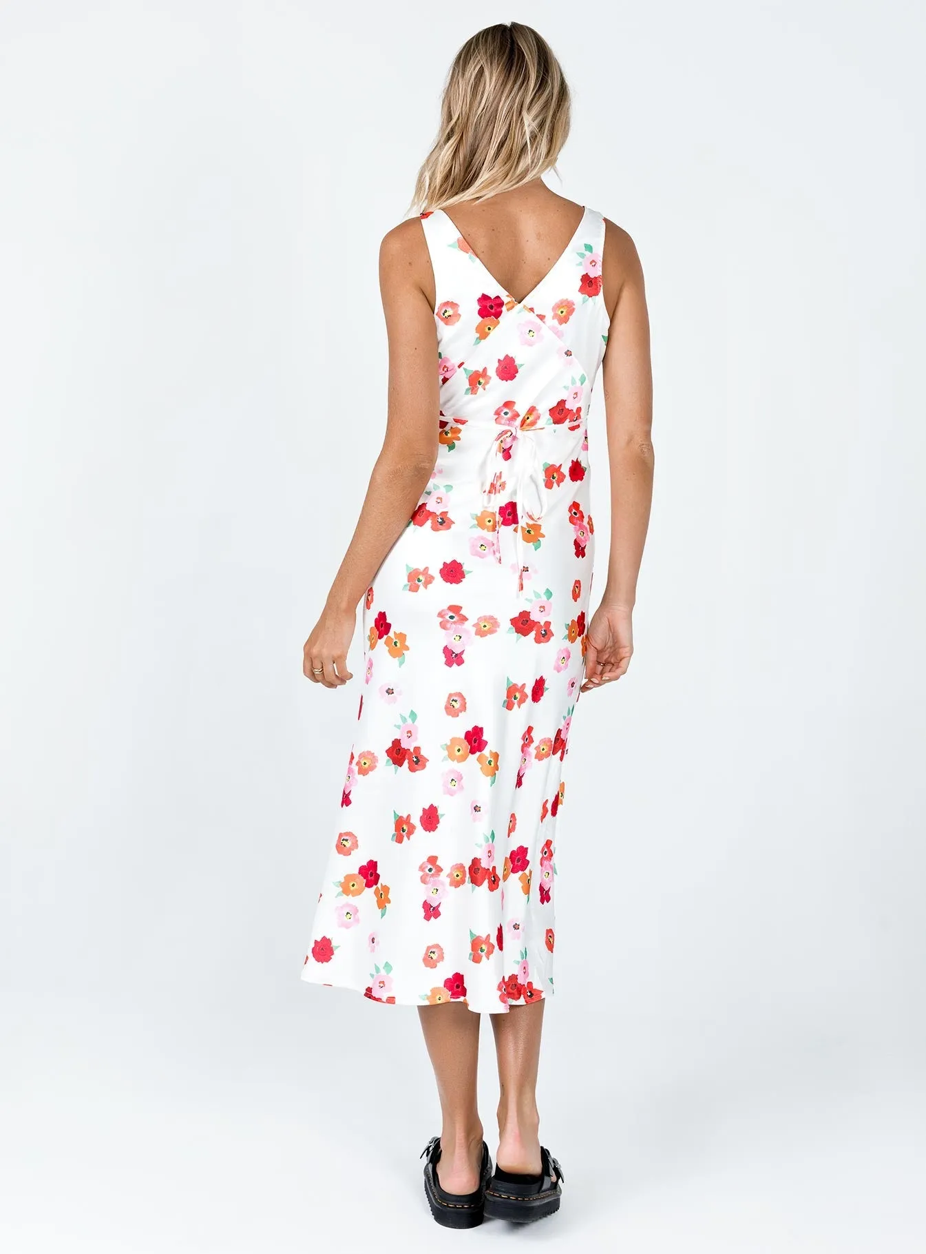 Nellie Maxi Dress White Floral Clean Structure Invisible-Zip