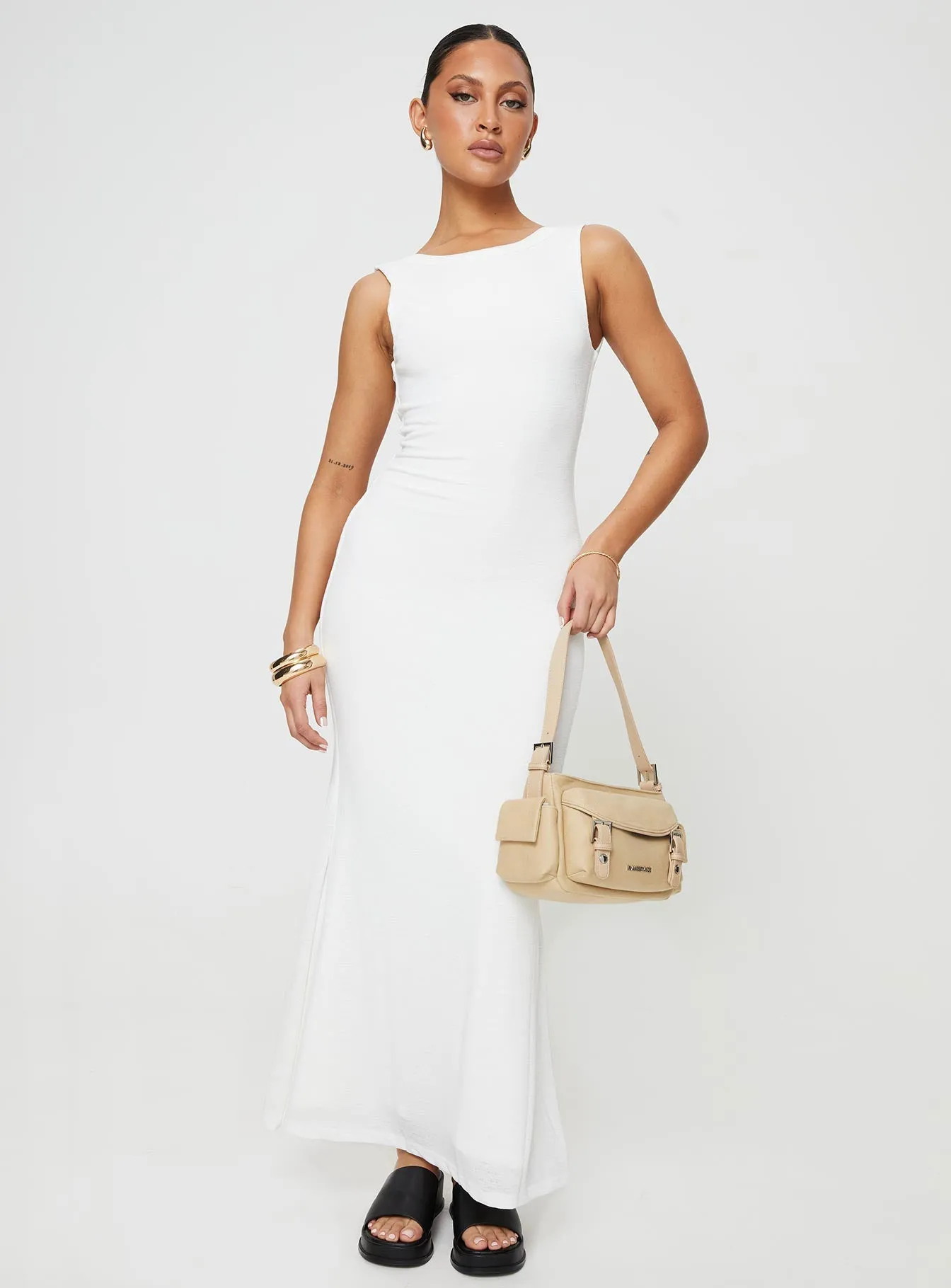 Gentle Stitch Ashen Maxi Dress White