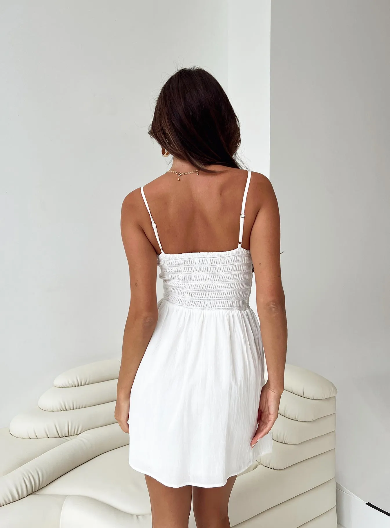 soft elegance Classic and Modern Larian Mini Dress White