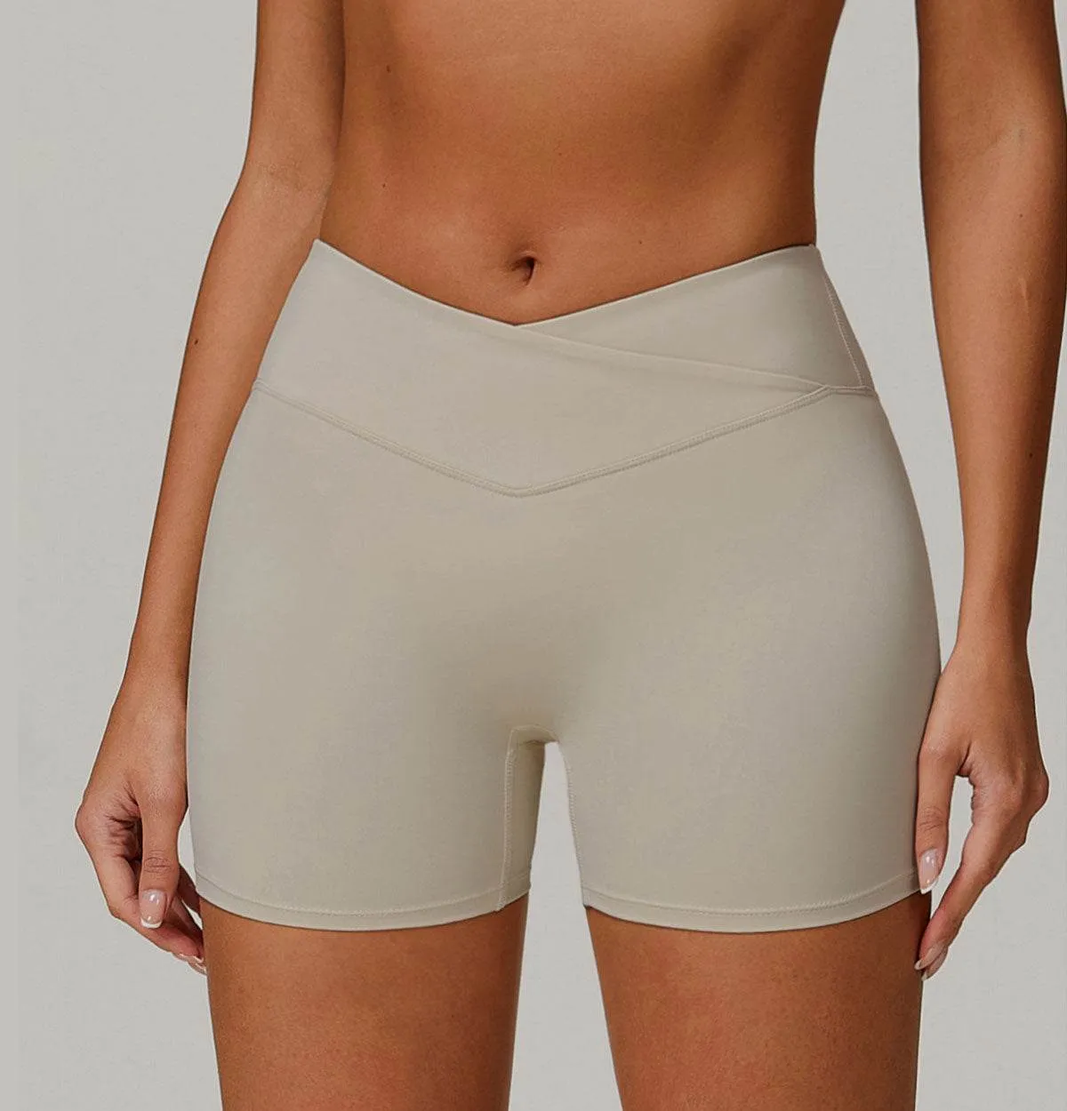 Easy Layer Crossover High Waisted Tummy Control Athletic Short