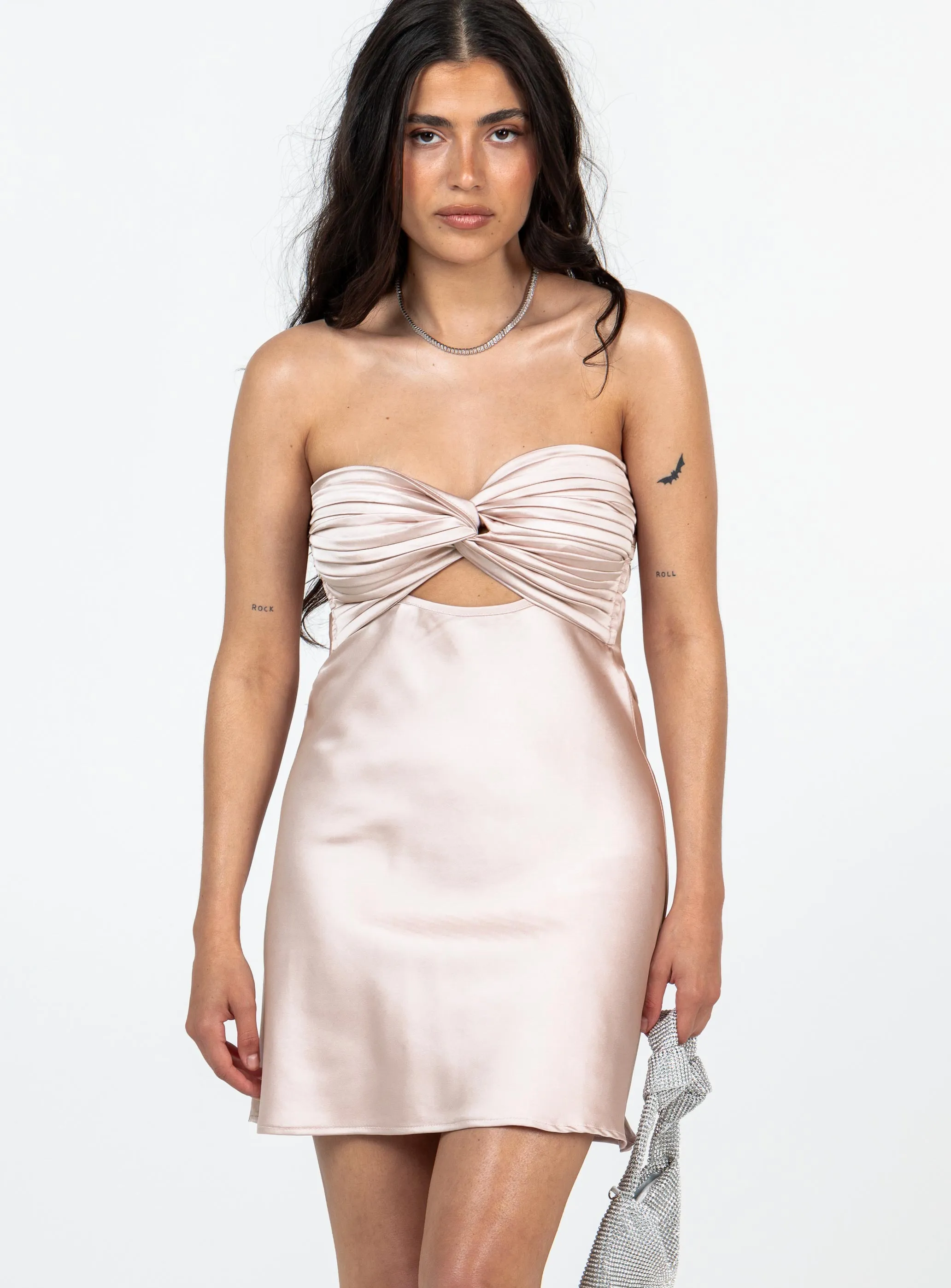 Stud-Detail Smart Shape Shellie Mini Dress Pink Petite