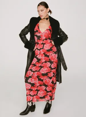 Grace Base Lauers Maxi Dress Red Floral / Black