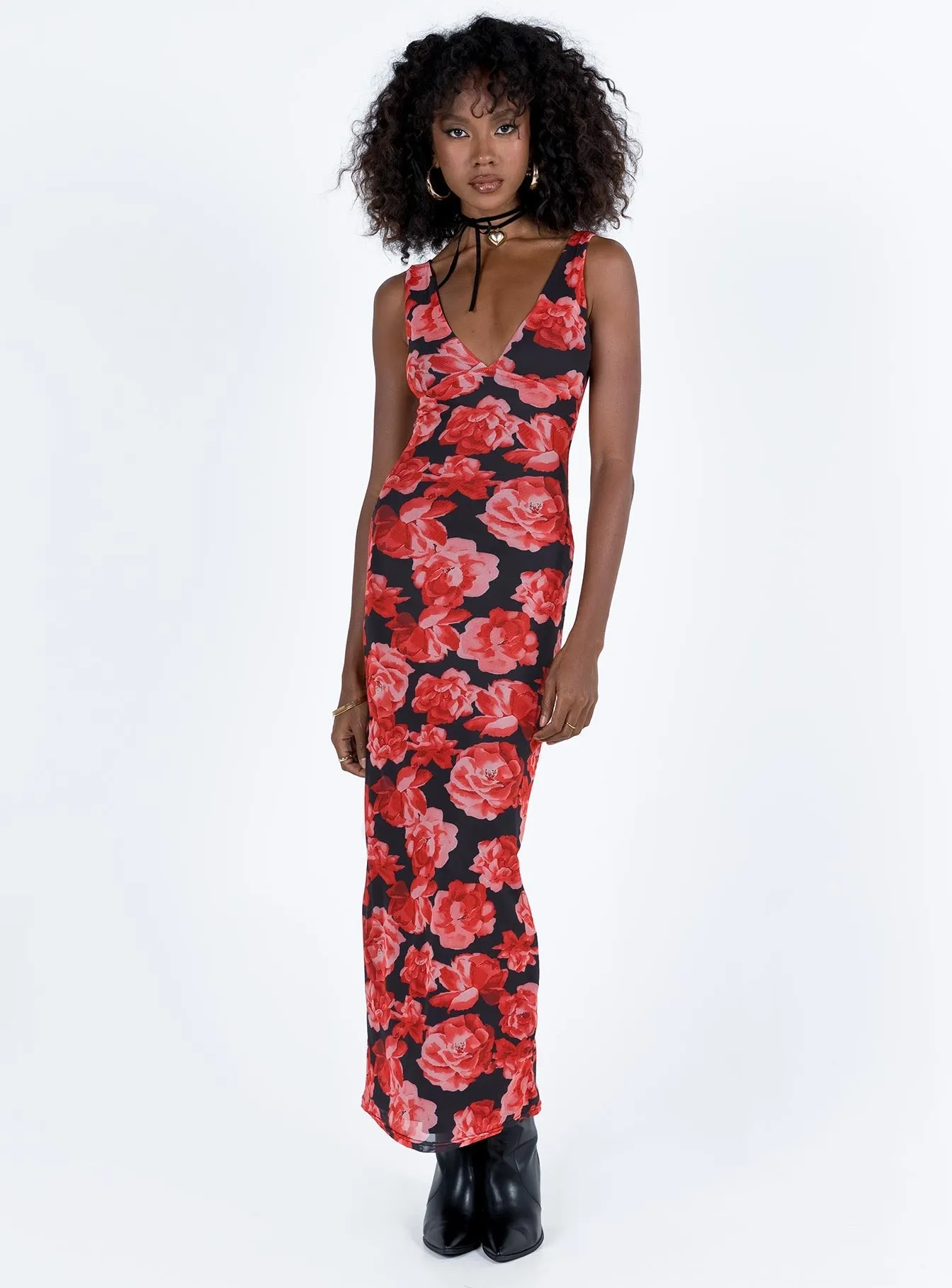 Lauers Maxi Dress Red Floral / Black City-Style