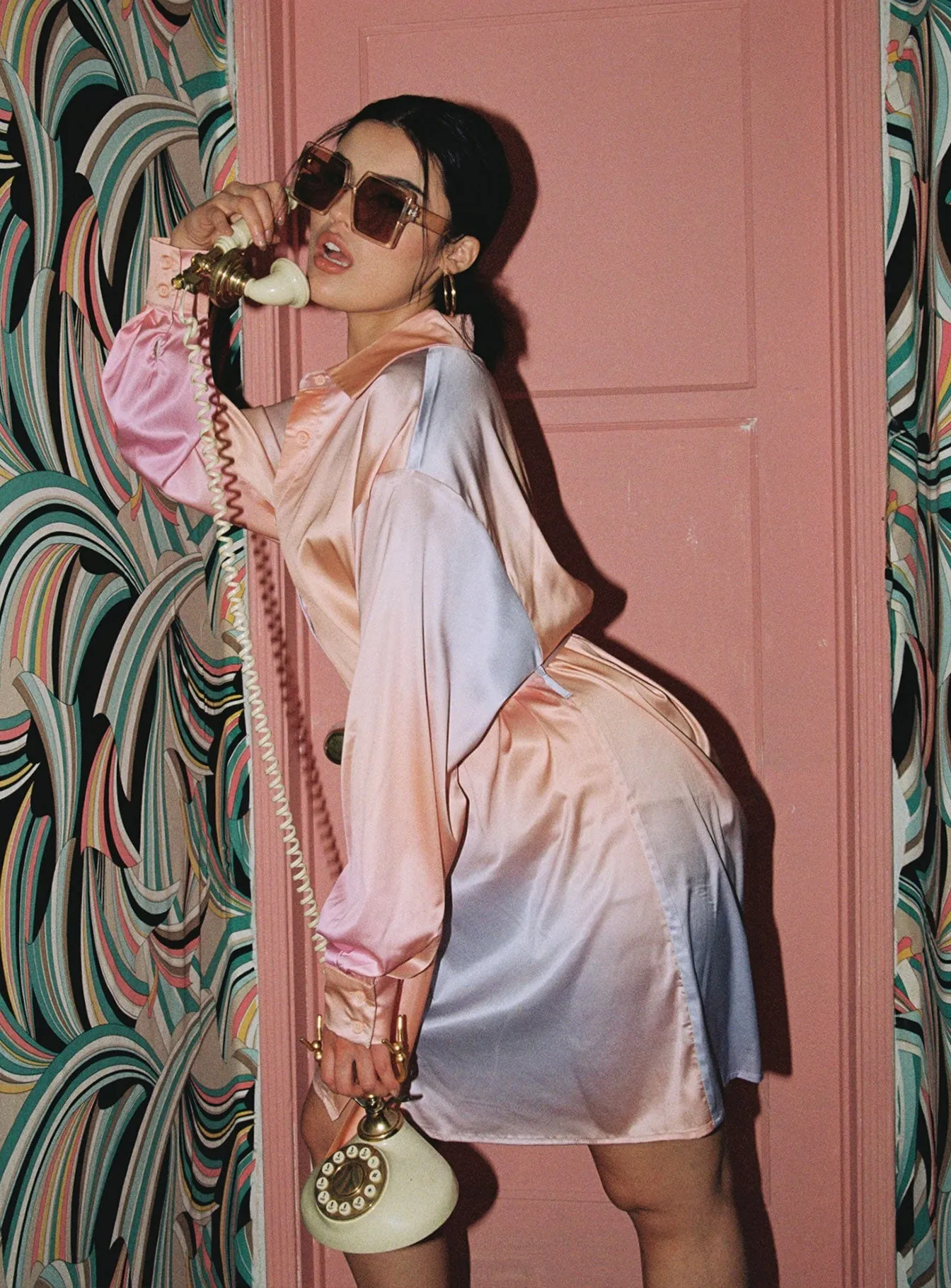 Sunrise Tie Up Mini Dress Orange Multi Crisp Detail