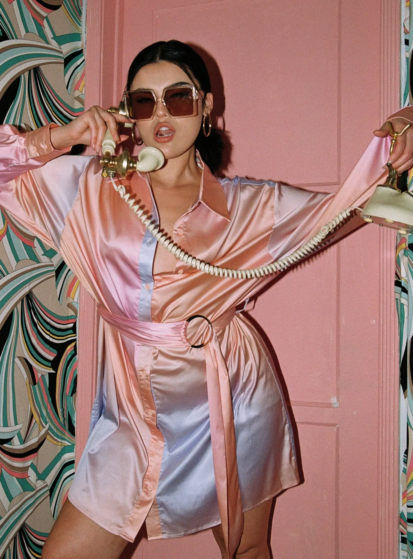 Elegant formal outfit Sunrise Tie Up Mini Dress Orange Multi