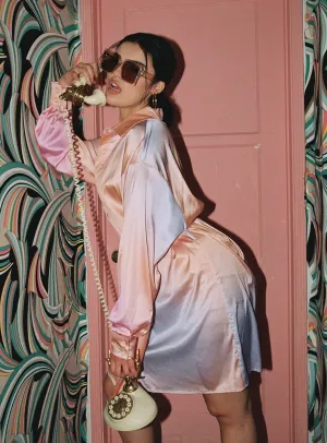 Sunrise Tie Up Mini Dress Orange Multi Crisp Detail