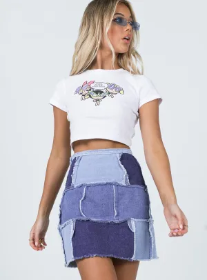Soft Outfit Luxury Trim Catherine Patchwork Mini Skirt Denim