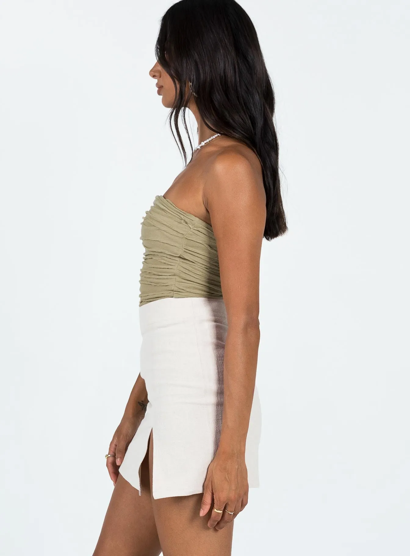 The Lola Mini Skirt Oatmeal Two Tone Trim Ultra Comfort