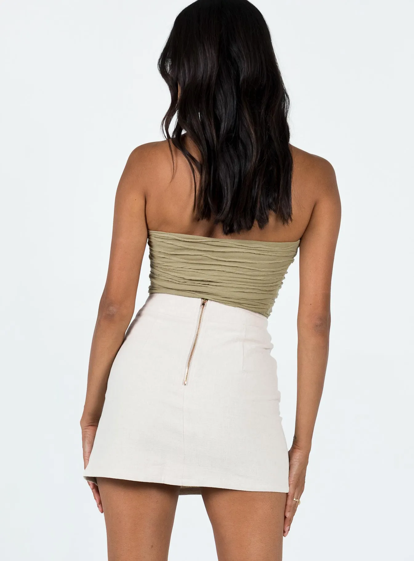 Scalloped Edge Athleisure Inspired The Lola Mini Skirt Oatmeal